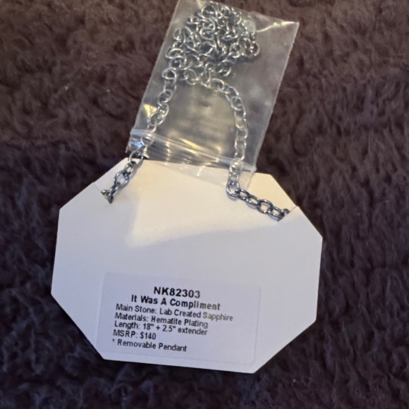 BP Silver Necklace with Blue Gemstone - Picture 2 of 2